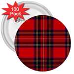 Royal Stewart Tartan 3  Buttons (100 pack)  Front