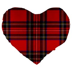 Royal Stewart Tartan Large 19  Premium Flano Heart Shape Cushions by impacteesstreetwearfour