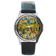 Hieronymus Bosch The Garden Of Earthly Delights Round Metal Watch by impacteesstreetwearthree