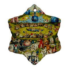 Hieronymus Bosch The Garden Of Earthly Delights Snowflake Ornament (two Sides)