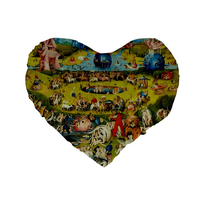 Hieronymus Bosch The Garden Of Earthly Delights Standard 16  Premium Heart Shape Cushions