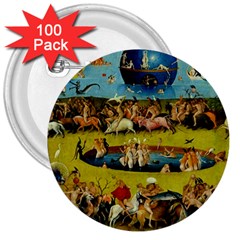 Hieronymus Bosch The Garden Of Earthly Delights (closeup) 3  Buttons (100 Pack)  by impacteesstreetwearthree