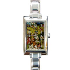 Hieronymus Bosch The Garden Of Earthly Delights (closeup) Hieronymus Bosch The Garden Of Earthly Delights (closeup) 3 Rectangle Italian Charm Watch by impacteesstreetwearthree