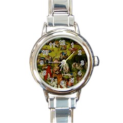 Hieronymus Bosch The Garden Of Earthly Delights (closeup) Hieronymus Bosch The Garden Of Earthly Delights (closeup) 3 Round Italian Charm Watch by impacteesstreetwearthree