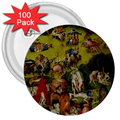 Hieronymus Bosch The Garden Of Earthly Delights (closeup) Hieronymus Bosch The Garden Of Earthly Delights (closeup) 3 3  Buttons (100 Pack)  by impacteesstreetwearthree