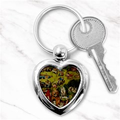 Hieronymus Bosch The Garden Of Earthly Delights (closeup) Hieronymus Bosch The Garden Of Earthly Delights (closeup) 3 Key Chain (heart) by impacteesstreetwearthree