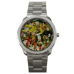 Hieronymus Bosch The Garden Of Earthly Delights (closeup) Hieronymus Bosch The Garden Of Earthly Delights (closeup) 3 Sport Metal Watch by impacteesstreetwearthree