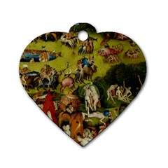 Hieronymus Bosch The Garden Of Earthly Delights (closeup) Hieronymus Bosch The Garden Of Earthly Delights (closeup) 3 Dog Tag Heart (one Side) by impacteesstreetwearthree