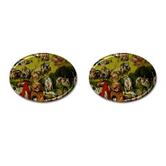 Heronimus Bosch Ship Of Fools Hieronymus Bosch The Garden Of Earthly Delights (closeup) 3 Cufflinks (oval) by impacteesstreetwearthree