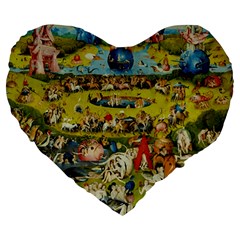 Hieronymus Bosch The Garden Of Earthly Delights Large 19  Premium Heart Shape Cushions