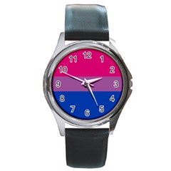 Bisexual Pride Flag Bi Lgbtq Flag Round Metal Watch by lgbtnation