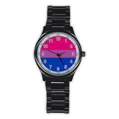 Bisexual Pride Flag Bi Lgbtq Flag Stainless Steel Round Watch by lgbtnation