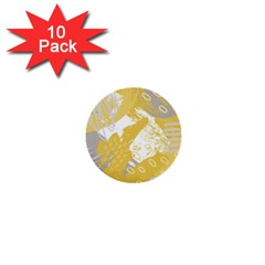 Ochre Yellow And Grey Abstract 1  Mini Buttons (10 Pack)  by charliecreates