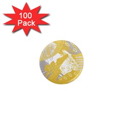 Ochre Yellow And Grey Abstract 1  Mini Magnets (100 Pack) 