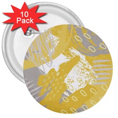 Ochre Yellow And Grey Abstract 3  Buttons (10 Pack) 