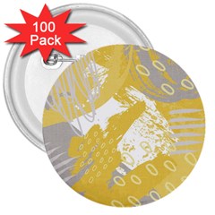 Ochre Yellow And Grey Abstract 3  Buttons (100 Pack) 