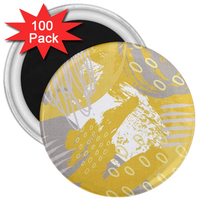 Ochre yellow and grey abstract 3  Magnets (100 pack)