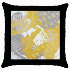 Ochre Yellow And Grey Abstract Throw Pillow Case (black) by charliecreates