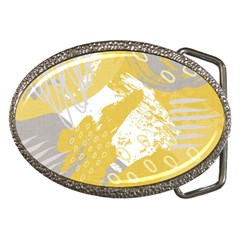 Ochre Yellow And Grey Abstract Belt Buckles by charliecreates