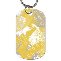 Ochre Yellow And Grey Abstract Dog Tag (one Side) by charliecreates