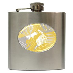 Ochre Yellow And Grey Abstract Hip Flask (6 Oz)