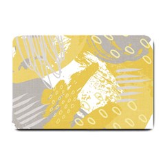 Ochre Yellow And Grey Abstract Small Doormat  by charliecreates