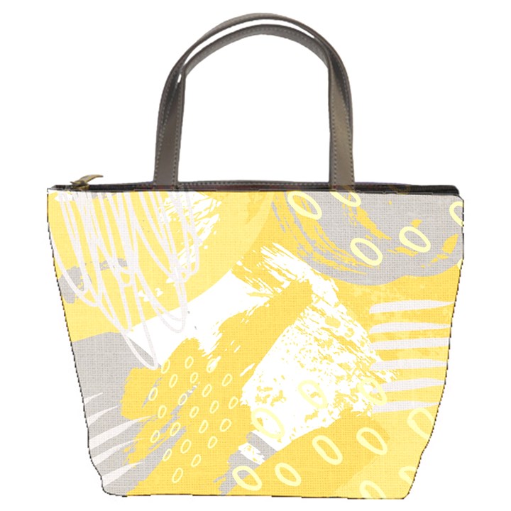 Ochre yellow and grey abstract Bucket Bag