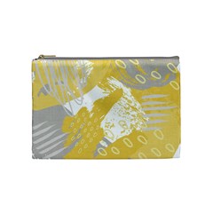 Ochre Yellow And Grey Abstract Cosmetic Bag (medium) by charliecreates