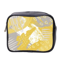 Ochre Yellow And Grey Abstract Mini Toiletries Bag (two Sides)