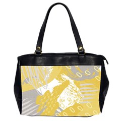 Ochre Yellow And Grey Abstract Oversize Office Handbag (2 Sides)