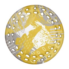 Ochre Yellow And Grey Abstract Ornament (round Filigree)