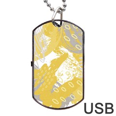 Ochre Yellow And Grey Abstract Dog Tag Usb Flash (one Side) by charliecreates