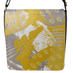 Ochre Yellow And Grey Abstract Flap Closure Messenger Bag (s) by charliecreates