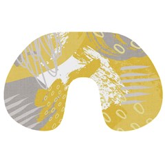 Ochre Yellow And Grey Abstract Travel Neck Pillow by charliecreates