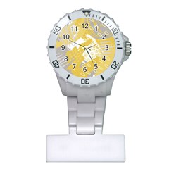 Ochre Yellow And Grey Abstract Plastic Nurses Watch