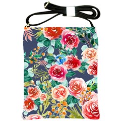 Watercolour Floral  Shoulder Sling Bag by charliecreates