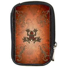 Beautiful Elegant Decorative Frog On Vintage Background Compact Camera Leather Case by FantasyWorld7