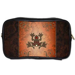 Beautiful Elegant Decorative Frog On Vintage Background Toiletries Bag (one Side) by FantasyWorld7