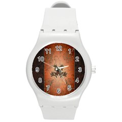 Beautiful Elegant Decorative Frog On Vintage Background Round Plastic Sport Watch (m) by FantasyWorld7