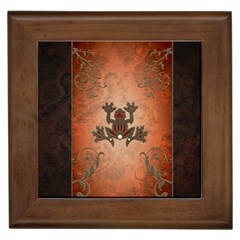 Beautiful Elegant Decorative Frog On Vintage Background Framed Tiles by FantasyWorld7