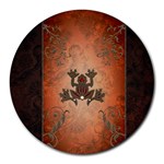 Beautiful Elegant Decorative Frog On Vintage Background Round Mousepads Front