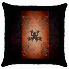 Beautiful Elegant Decorative Frog On Vintage Background Throw Pillow Case (black) by FantasyWorld7