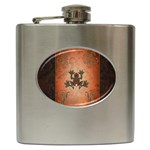 Beautiful Elegant Decorative Frog On Vintage Background Hip Flask (6 oz) Front