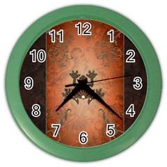 Beautiful Elegant Decorative Frog On Vintage Background Color Wall Clock by FantasyWorld7