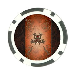 Beautiful Elegant Decorative Frog On Vintage Background Poker Chip Card Guard by FantasyWorld7