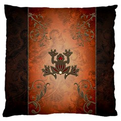 Beautiful Elegant Decorative Frog On Vintage Background Large Cushion Case (two Sides) by FantasyWorld7