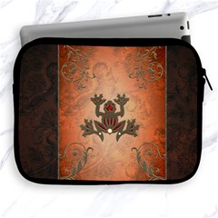 Beautiful Elegant Decorative Frog On Vintage Background Apple Ipad 2/3/4 Zipper Cases by FantasyWorld7