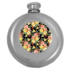 Flowers Watercolor Round Hip Flask (5 Oz)