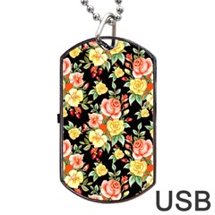 Flowers Watercolor Dog Tag Usb Flash (one Side) by ArtworkByPatrick