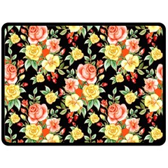 Flowers Watercolor Double Sided Fleece Blanket (large)  by ArtworkByPatrick